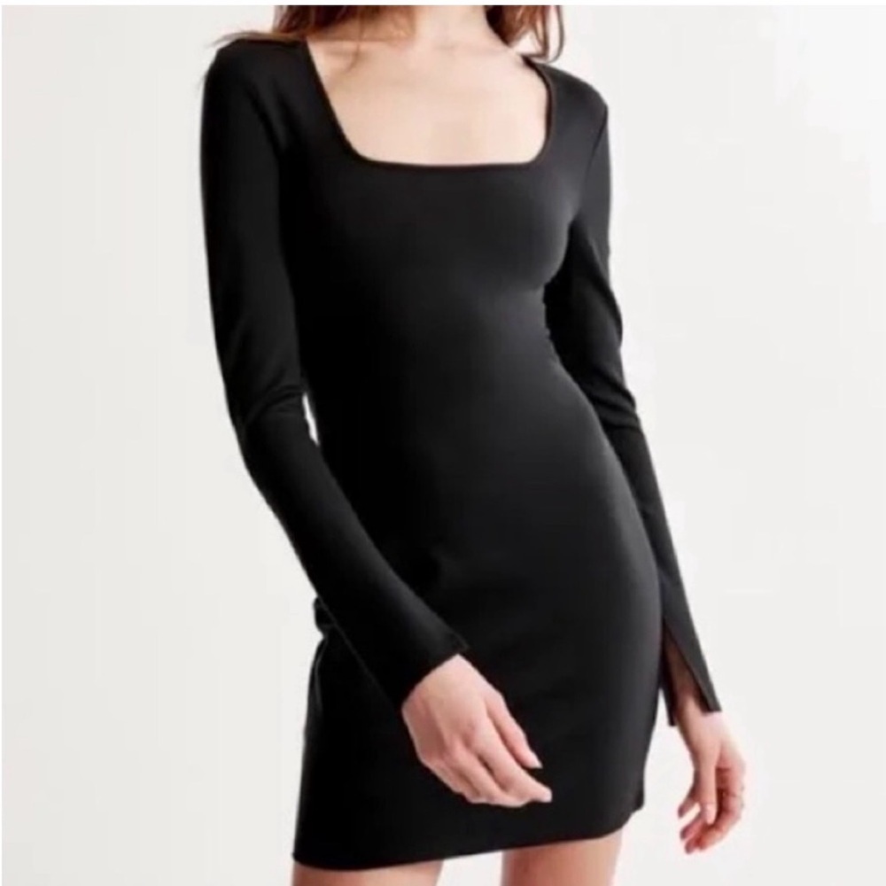 Abercrombie & Fitch Black Long Sleeve Bodycon Dress Chic Going Out
